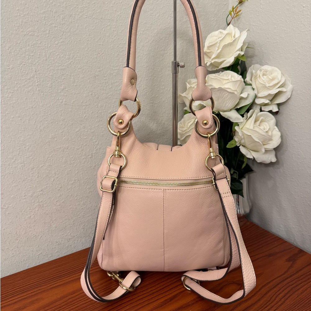 Chic Blush Leather Women's Backpack - image 8